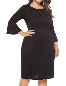 Vestido negro corto manga tres cuartos clearance