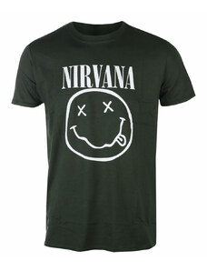 Camiseta para hombre Nirvana - White Happy Face - Verde - ROCK OFF - NIRVTS03MGR