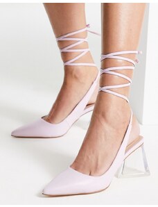 Zapatos lilas de tacón transparente con diseño anudado a la pierna Brasen de BEBO-Morado
