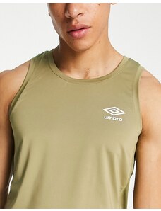Camiseta caqui sin mangas con panel de malla Fitness de Umbro-Verde
