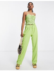 Pantalones verdes holgados de pernera recta de lino de Envii (parte de un conjunto)