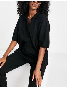 Camisa playera negra de punto de croché Allie de 4th & Reckless (parte de un conjunto)-Negro