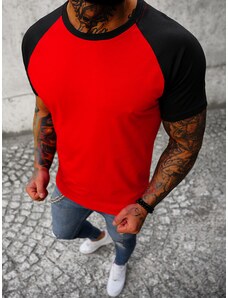 Camiseta de hombre negro-rojo OZONEE JS/8T82/8