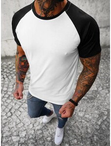 Camiseta de hombre blanco-negro OZONEE JS/8T82/1