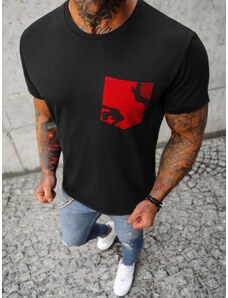 Camiseta de hombre negro-roja OZONEE JS/8T85/5