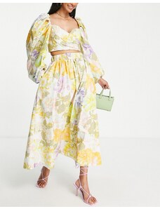 Falda larga de corte amplio con estampado floral pastel de ASOS EDITION-Multicolor