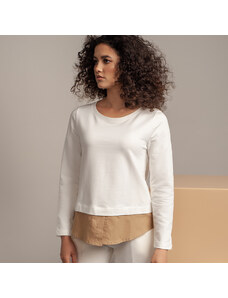 Willsoor Blusa blanca de mujer con inserción de camisa 14150