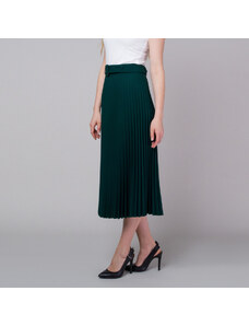 Willsoor Elegante falda plisada color verde oscuro 13753