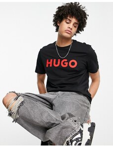 Hugo Red Camiseta negra con logo rojo Dulivio de HUGO-Negro