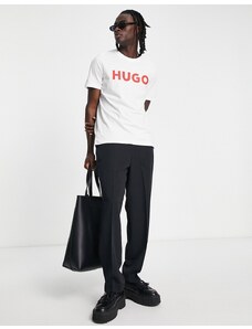 Hugo Red Camiseta blanca con logo rojo Dulivio de HUGO-Blanco