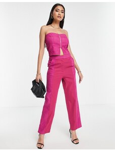Pantalones rosa baya de pernera recta de Lola May (parte de un conjunto)-Rojo