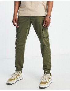 Pantalones cargo caquis con bajos ajustados de corte slim de Only & Sons-Verde