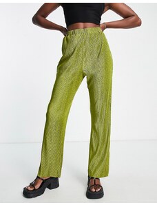 Pantalones verde amarillento plisados de Lola May