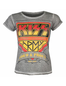 Camiseta KISS para mujer - ARMY - Loud & Proud Distressed Logo Urban - Gris - HYBRIS - ER-65-KISS009-H71-7-GY