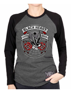 Camiseta mangas largas BLACK HEART para mujer - SWALLOW ROSE - GRIS - 9955
