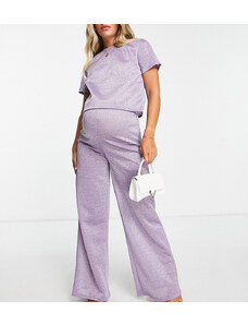 Pantalones lila brillante efecto purpurina de pernera ancha de Jaded Rose Maternity (parte de un conjunto)-Morado