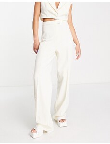 Pantalones color crema holgados de talle alto de Kyo The Brand (parte de un conjunto)-Blanco