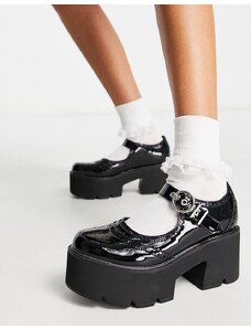 Zapatos negros con tacón y suela gruesa de charol Dedicated de Lamoda