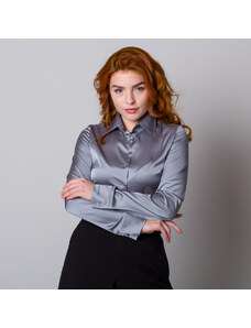 Willsoor Camisa gris para mujeres con patrón liso 13208