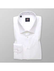 Willsoor Camisa Slim Fit Color Blanco Con Estampado De Flores Dentro Del Cuello Para Hombre 14104