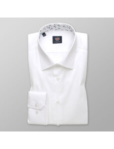 Willsoor Camisa Slim Fit Color Blanco Con Estampado De Flores Dentro Del Cuello Para Hombre 14106
