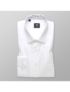 Willsoor Camisa clásica para hombre blanca con estampado de flores debajo del cuello 14107