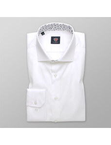 Willsoor Camisa Slim Fit Color Blanco Con Elementos a Contraste Dentro Del Cuello Para Hombre 14108