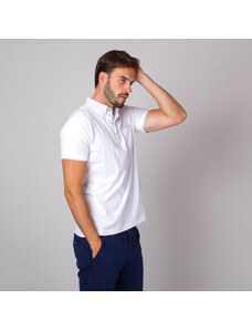 Willsoor Camiseta polo de mangas cortas color blanco con anclas a contraste para hombre 14130