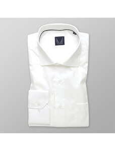 Willsoor Camisa clásica blanca con estampado liso para hombre 14188