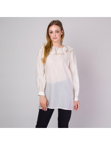 Willsoor Camisa extragrande para mujer beige con un estampado suave 14271