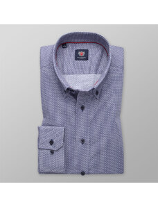 Willsoor Camisa Slim Fit Color Azul Oscuro Con Un Fino Patrón Geométrico Para Hombre 14279