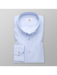 Willsoor Camisa Slim Fit Color Azul Claro Con Patrón De Rayas Para Hombre 14284