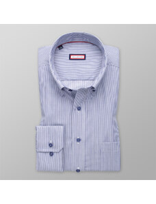 Willsoor Camisa Slim Fit Color Azul y Blanco Con Patrón De Rayas Para Hombre 14372