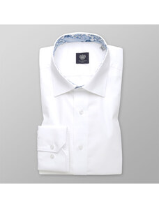 Willsoor Camisa Slim Fit Color Blanco Con Elementos Color Azul Para Hombre 13454