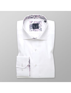 Willsoor Camisa slim fit para hombres en blanco con elementos florales en contraste 13458