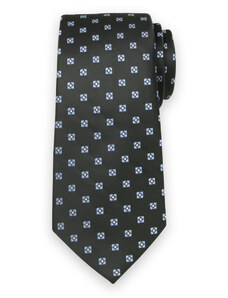 Willsoor Corbata de seda negra de hombre con estampado de cuadros azules 13479