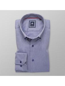 Willsoor Camisa Slim Fit Color Azul Con Delicado Estampado Para Hombre 13557