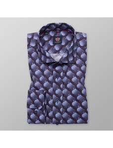 Willsoor Camisa Slim Fit Color Aul Con Patrón Geometrico Para Hombre 13562