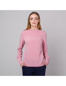 Willsoor Blusa para mujer color rosa con estampado liso 13689