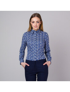Willsoor Camisa para mujeres con estampado floral azul 13698