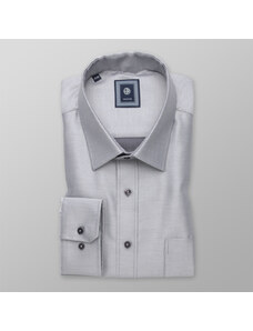 Willsoor Camisa clásica para hombres en gris claro con un fino patrón de rayas 13795