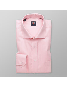 Willsoor Camisa para hombre de corte clásico en color rosa claro con cuadros finos