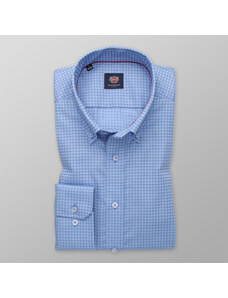 Willsoor Camisa Slim Fit Color Azul Claro Con Un Fino Patrón De Cuadros Para Hombre 13804