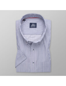 Willsoor Camisa clásica para hombre color azul-blanco con estampado de líneas 13876