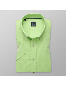 Willsoor Camisa Slim Fit Color Verde Claro Con Añadidura De Lino Para Hombre 13878