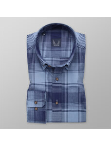 Willsoor Camisa Slim Fit Color Azul Con Patrón De Cuadros Color Azul Oscuro Para Hombre 13945