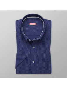 Willsoor Camisa oscura slim fit de hombre en color azul con patrón de lunares 13953