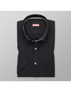 Willsoor Camisa Slim Fit para hombre en color negro con patrón de lunares 13955