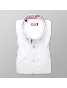 Willsoor Camisa blanca slim fit de hombre con elementos de rayas de colores 13999