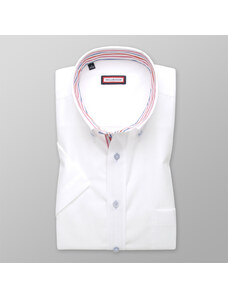 Willsoor Camisa blanca clásica de hombre con elementos de rayas de colores 14000